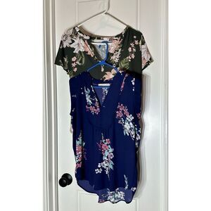 LOFT bundle of 2 Small short sleeve floral blouses